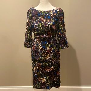 Tracy Reese Floral 3/4 Sleeve Boatneck Dress NWOT